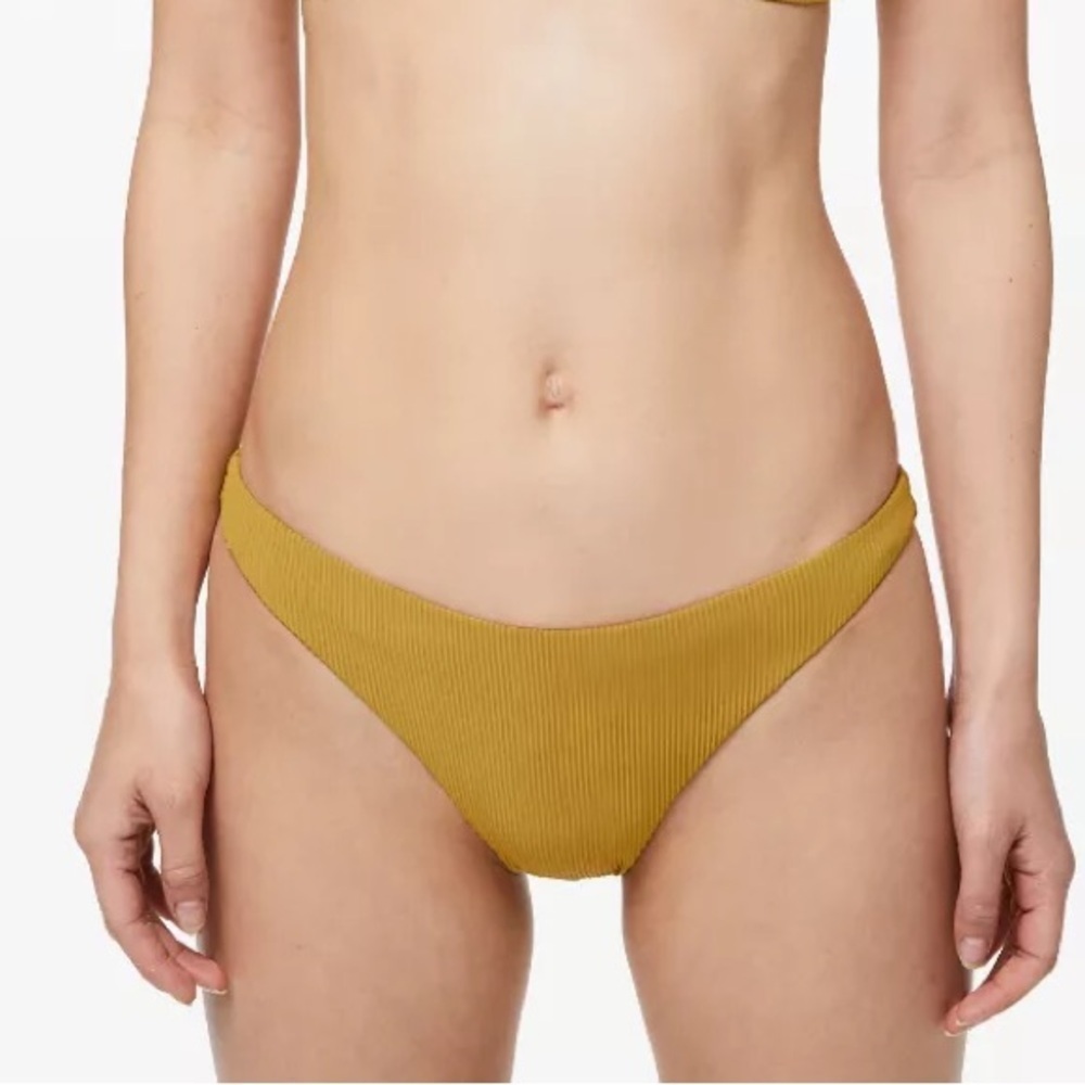 Lululemon Vintage Gold Clear Waters Mid-Rise Bikini Bottom Size XL Summer Beach